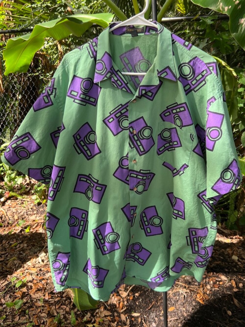 Robert Stock XL Camera Print Shirt Photographer Novelty 100% Cotton Vintage